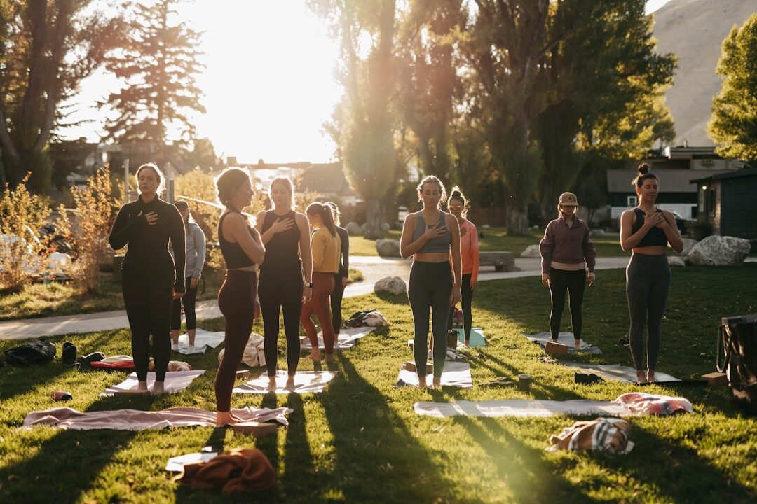 seniors participating in yoga class