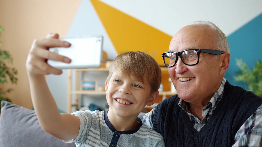 elderly person with technology