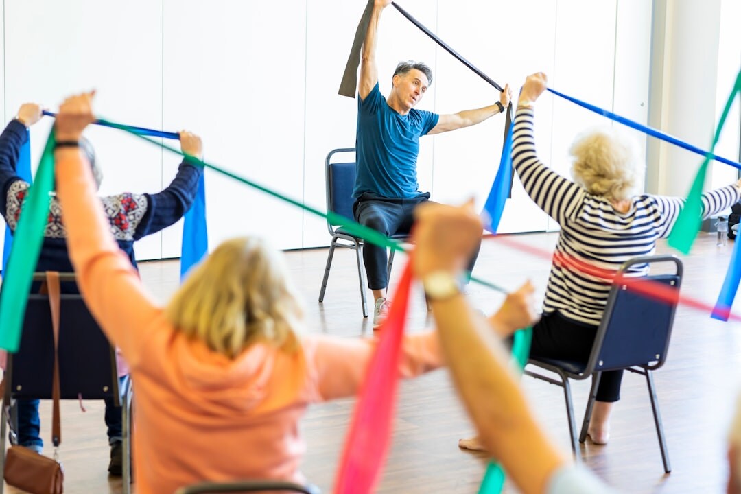 group seniors yoga class