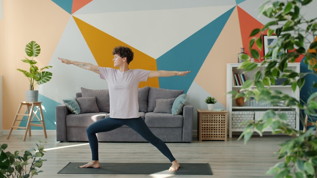 senior exercising at home