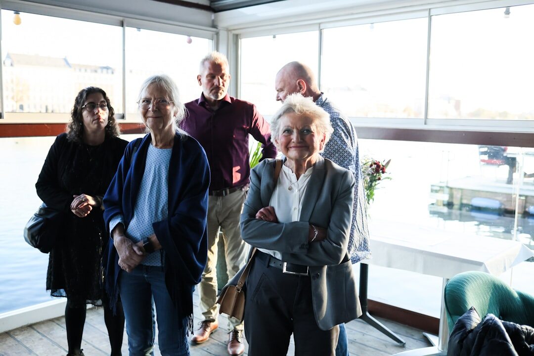 group of seniors with tablets